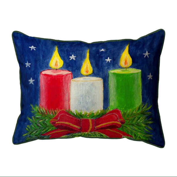 The Holiday Aisle® Francesca Candles Outdoor Rectangular Throw Pillow